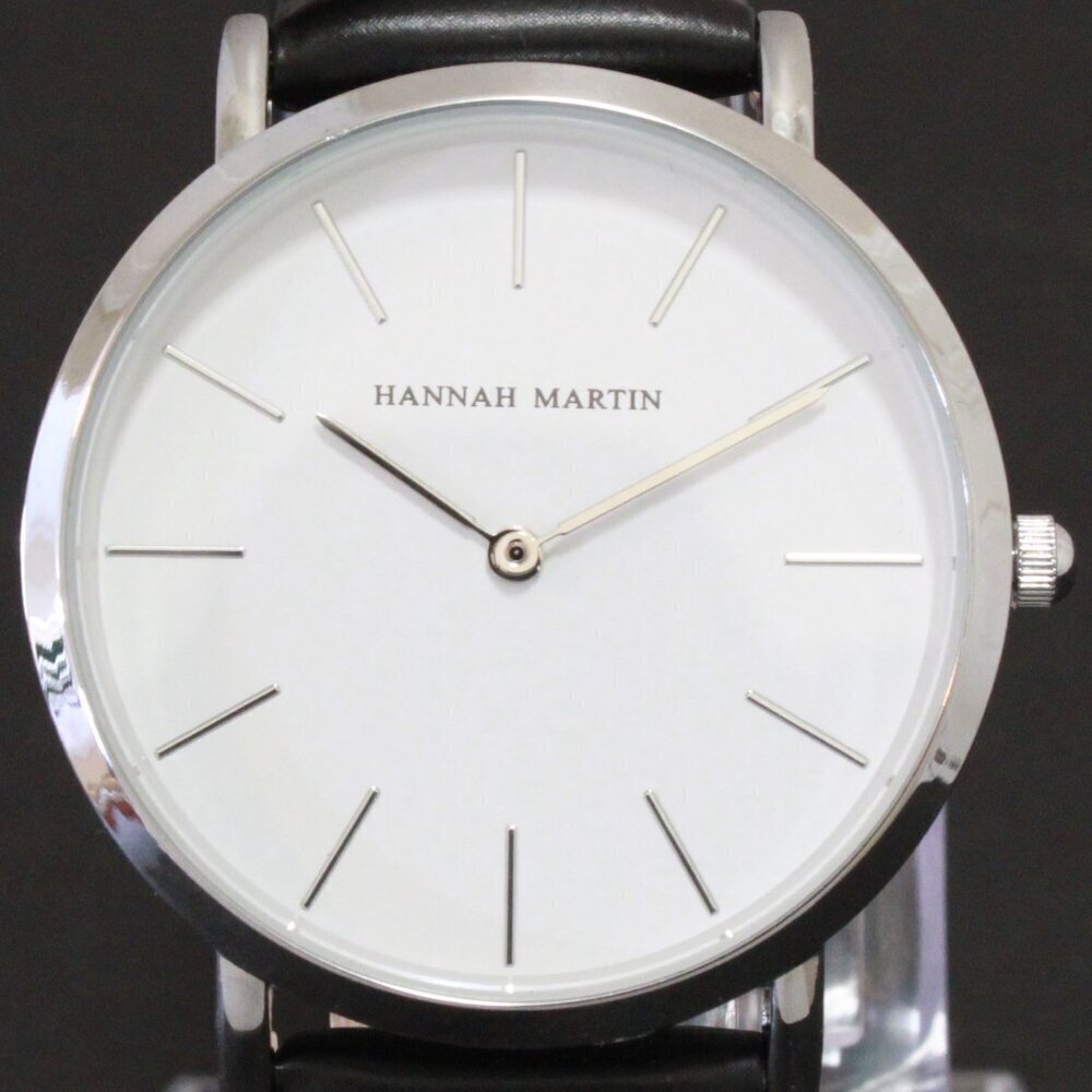 Men's Classic Minimalist 2 Hand Quartz Watch Raised Indices Black Strap 36mm - Picture 9 of 14